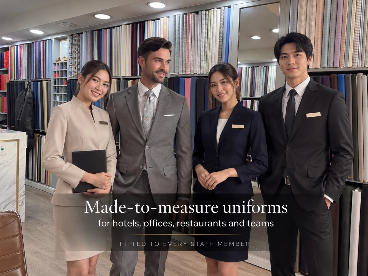 Robin Tailors staff in made-to-measure uniforms for hotels, offices, restaurants and teams